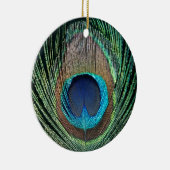 Donkere peacock Feather Keramisch Ornament (Rechts)