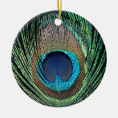 Donkere peacock Feather Keramisch Ornament (Voorkant)