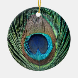 Donkere peacock Feather Keramisch Ornament