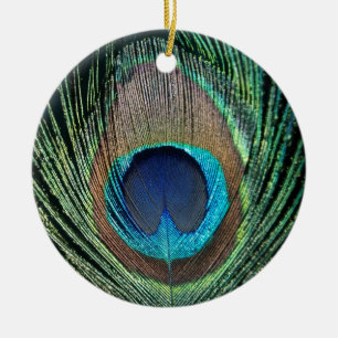 Donkere peacock Feather Keramisch Ornament