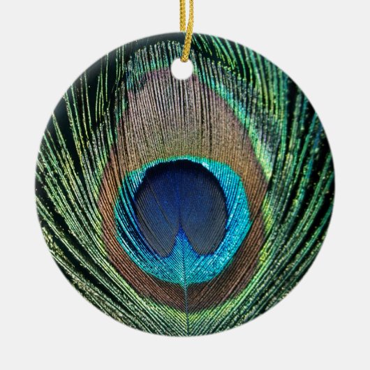 Donkere peacock Feather Keramisch Ornament (Voorkant)