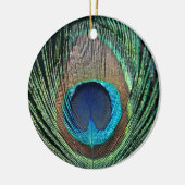 Donkere peacock Feather Keramisch Ornament (Links)