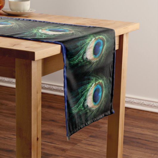 Donkere peacock Feather Korte Tafelloper (Voorbeeld)