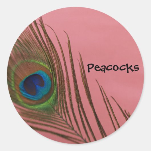 Donkere peacock Feather Ronde Sticker (Voorkant)