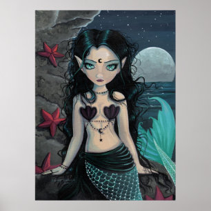 Donkere Pearl Mermaid Poster afdrukken