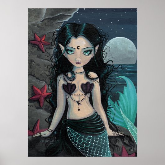 Donkere Pearl Mermaid Poster afdrukken (Voorkant)