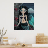 Donkere Pearl Mermaid Poster afdrukken (Keuken)