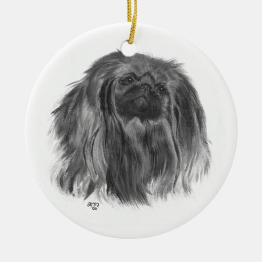 Donkere Pekingees Keramisch Ornament (Voorkant)