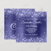 Donkere Periwinkle Glitter en Folie 50e verjaardag Kaart (Voorkant / Achterkant)