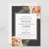 Donkere Perzik Bloemrozen Rustieke Shabby Chic Bru Kaart (Voorkant)