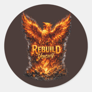 Donkere Phoenix Motivatie Ontwerp Ronde Sticker