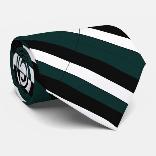 Donkere pine Black en White University Stripe Stro Stropdas (Opgerold)