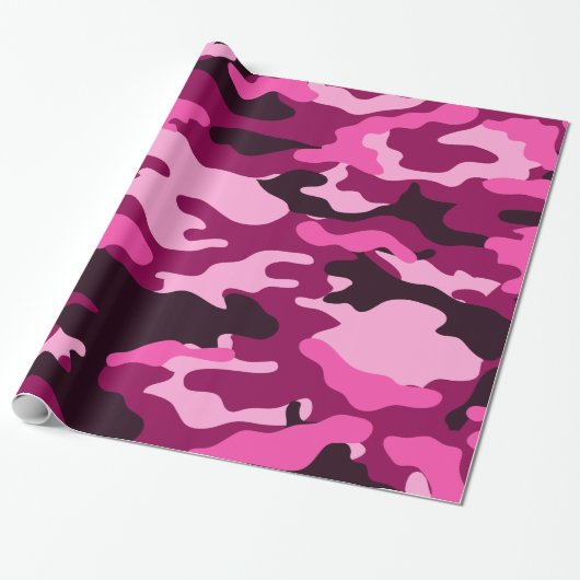 Donkere Pinks Camouflage-pakpapier voor darkinkten Cadeaupapier (Uitgerold)