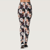Donkere pioenrozen bloemenpatroon leggings (Achterkant)