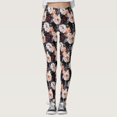 Donkere pioenrozen bloemenpatroon leggings (Voorkant)