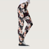 Donkere pioenrozen bloemenpatroon leggings (Rechts)