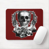 Donkere Pistolen en Rozen Zwart-wit Muismat (Met muis)