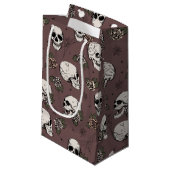 Donkere Plum Gotische schedels en Rozen Halloween Klein Cadeauzakje (Voorkant Gekanteld)