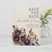 Donkere Plum Hellebores & Eucalyptus Sfeervolle Bl Save The Date (Staand voorkant)