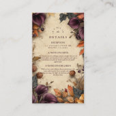 Donkere Plum Herfst Bloemen Huwelijk Informatiekaartje (Voorkant)