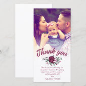 Donkere Plum Rozen Boeket Doop Dank Je Foto Bedankkaart (Voorkant / Achterkant)