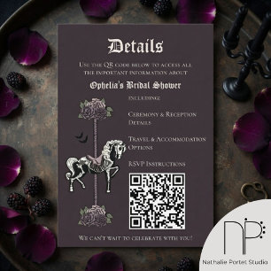 Donkere Plum Skelet Paard QR Details Card Informatiekaartje