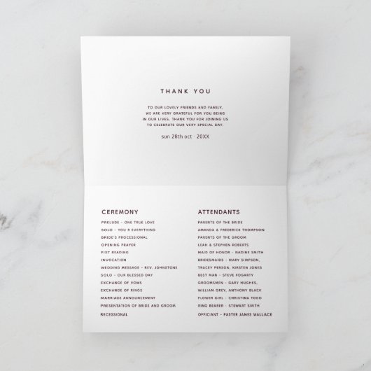 Donkere plum Velvet en White Spring Floral Wedding Programma (Binnen)