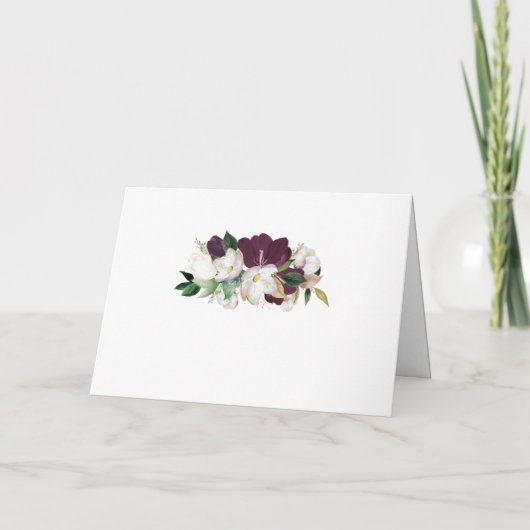 Donkere plum Velvet en White Spring Floral Wedding Programma (Achterkant)