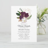 Donkere plum Velvet en White Spring Virtual Shower Kaart (Staand voorkant)