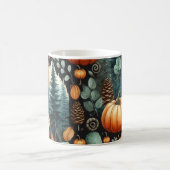 Donkere pompoen Mok Herfst Waterverf Vallende Blad (Center)