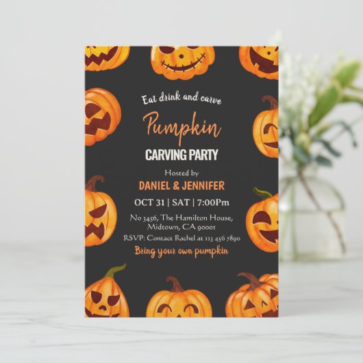 Donkere pompoensnijfeest halloween Jack OLantern Kaart (Staand voorkant)