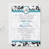Donkere pool Damask Swirls Wedding Invitation 5 x  Kaart (Voorkant)