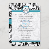 Donkere pool Damask Swirls Wedding Invitation 5 x  Kaart (Voorkant / Achterkant)