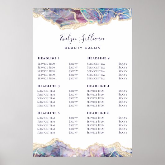 Donkere Poster voor de prijslijst voor het ontwerp (Voorkant)