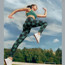 Donkere praktische groene ster leggings