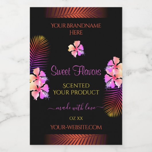 Donkere productlabels: exotische regenboogvloeren  voedselcontainer etiket (Enkel label)