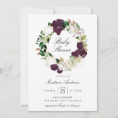Donkere pruim bloemenkrans | BABY SHOWER Kaart (Voorkant)