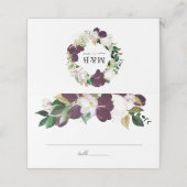 Donkere pruim bloemig | Bruiloft Plaatskaartje (Buitenkant ongevouwen)