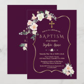 Donkere pruim blozen witte bloemen goud meisje doo kaart (Voorkant / Achterkant)