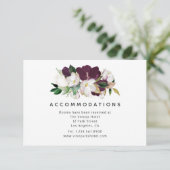 Donkere pruim fluweel en witte bruiloft accommodat informatiekaartje (Staand voorkant)