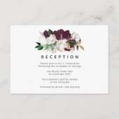 Donkere pruim fluweel en witte bruiloft receptie informatiekaartje (Voorkant)