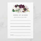 Donkere pruim fluweel en witte lente bruids advieskaart (Voorkant)