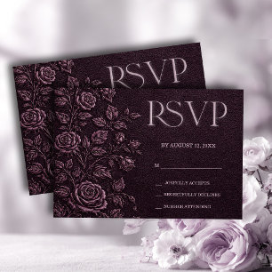 Donkere Pruim Nep-reliëf Roos Huwelijks-RSVP RSVP Kaartje