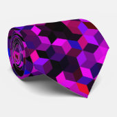 Donkere Purples en Pinks 3D Cubes Stropdas (Opgerold)