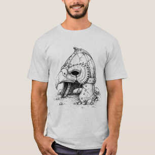 Donkere Raaf Krijger Helm - Gotische Viking Schets T-shirt