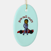 Donkere Race-autorijder, meisje Keramisch Ornament (Rechts)