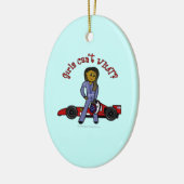 Donkere Race-autorijder, meisje Keramisch Ornament (Links)