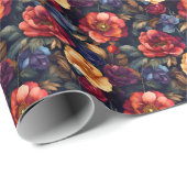 Donkere regenboog bloem op zwart cadeaupapier (Rol Hoek)