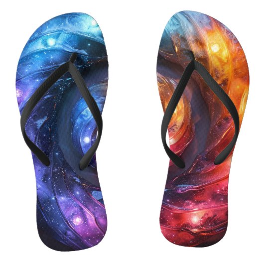 Donkere regenboog donut rave teenslippers (Voetbed)
