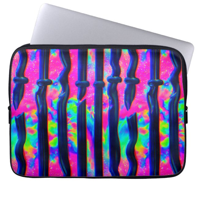 Donkere Regenboog Glitch Bars Laptop Sleeve (Voorkant)